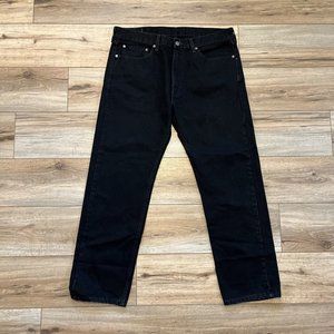 Men's Levis 505 Regular Fit Denim Jeans SZ 36x30 Black Cotton Modern Red Tab